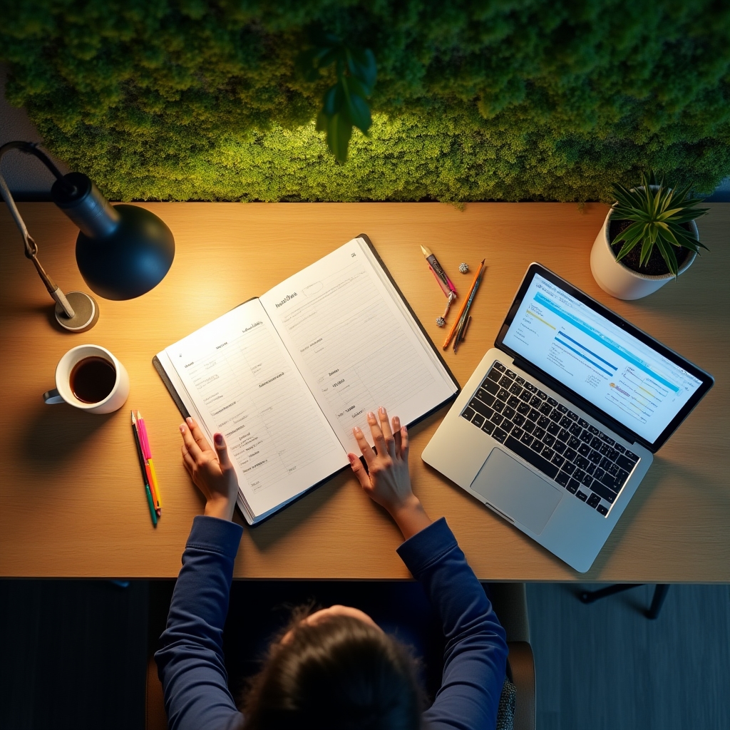 Übersicht des Zeit- und Geldsystems mit Kalender und Budgetplanung